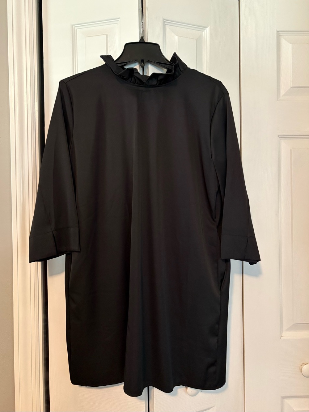 Black Ruffle Neck Tuckernuck style dress